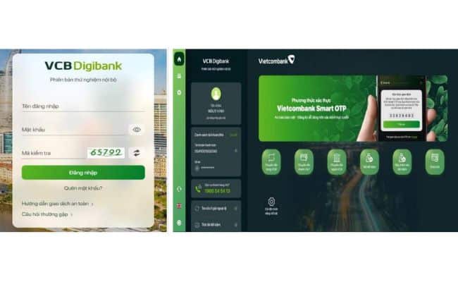 Đăng nhập dịch vụ Vietcombank Internet Banking