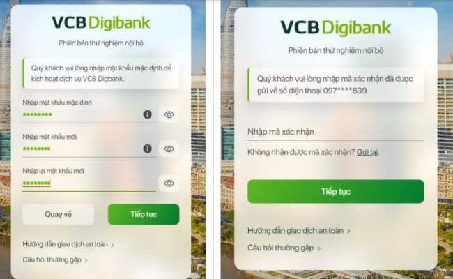 Đổi mật khẩu đăng nhập Banking Vietcombank