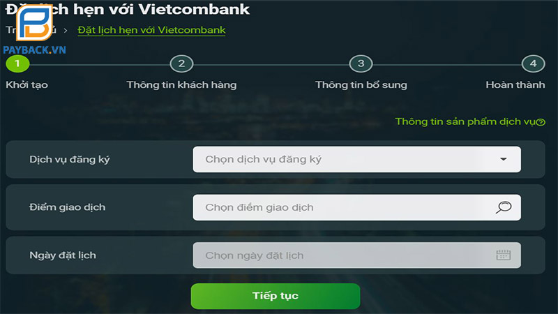 Đặt lịch hẹn Vietcombank online